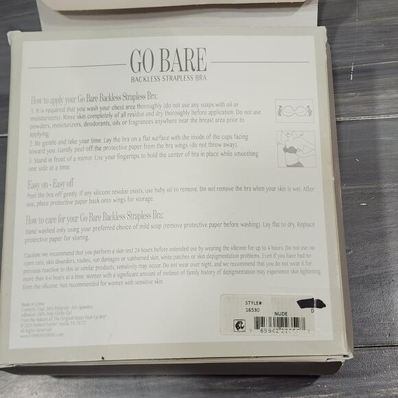 Fashion Forms Bra Go Bare Backless Strapless Adhesive Straps Nude D Cups - Picture 8 of 10